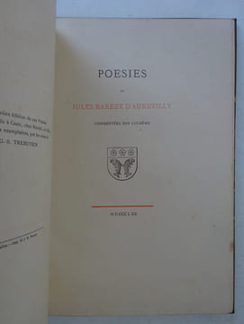 BARBEY D'AUREVILLY, Jules. Poésies. Poulet-Malassis 1870. BARBEY D'AUREVILLY, Jules