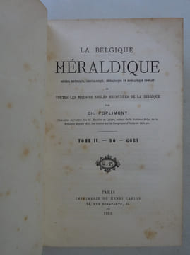 POPLIMONT, Charles. La Belgique Héraldique. Recueil historique... 1863. POPLIMONT, Charles