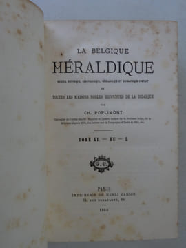 POPLIMONT, Charles. La Belgique Héraldique. Recueil historique... 1863. POPLIMONT, Charles