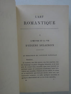 BAUDELAIRE (Charles). L'Art romantique. Michel Lévy 1868 E.O.. BAUDELAIRE (Charles)