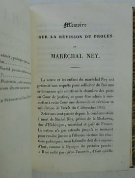 DELMAS De la révision du procès du Maréchal Ney Consultation pour la veuve 1832. DELMAS