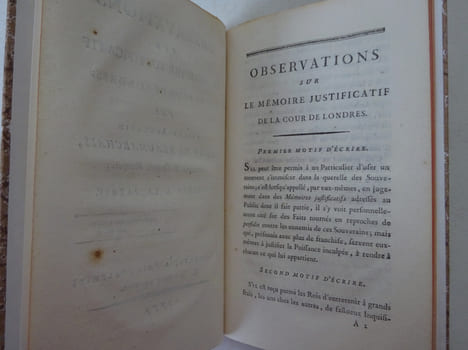 BEAUMARCHAIS Observations sur le Mémoire justificatif de la cour de Londres 1779. BEAUMARCHAIS