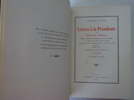 GAUTIER (Théophile), LAFNET (Luc). Lettres à la Présidente. 1927. GAUTIER (Théophile), LAFNET (Luc)