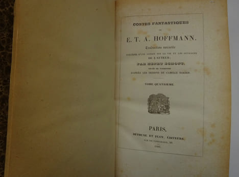 HOFFMANN. Contes fantastiques. Traduction par Henry Egmont. 1836. HOFFMANN