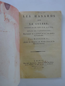 SEGUIER, Maurice. Les Hasards de la guerre. Comédie 1802 E.O.. SEGUIER, Maurice