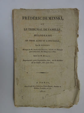 HUBERT. Frédéric de Minski ou le tribunal de famille. Mélodrame. 1810. HUBERT