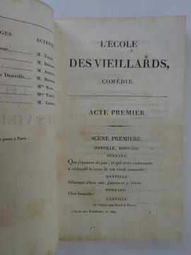 DELAVIGNE, Casimir. L'Ecole des vieillards. Comédie. 1823. DELAVIGNE, Casimir