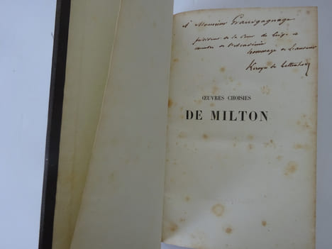 MILTON, John. Œuvres choisies. Gosselin 1839. E.A.S. du traducteur. MILTON, John