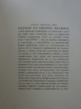 MAUROIS, André. Les Silences du colonel Bramble. Gravures de J.E. Laboureur 1926. MAUROIS, André