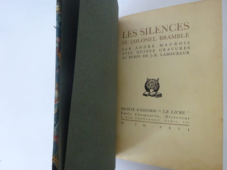 MAUROIS, André. Les Silences du colonel Bramble. Gravures de J.E. Laboureur 1926. MAUROIS, André