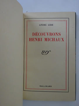 GIDE (André). Découvrons Henri Michaux. 1941 E.O. Reliure DEVAUCHELLE. GIDE (André)
