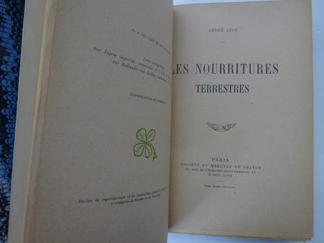GIDE (André). Les Nourritures terrestres. Paris, Mercure de France (1897). E.O.. GIDE (André)