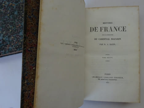 BAZIN, Anaïs de. Histoire de France sous le ministère du cardinal Mazarin. 1842. BAZIN, Anaïs de
