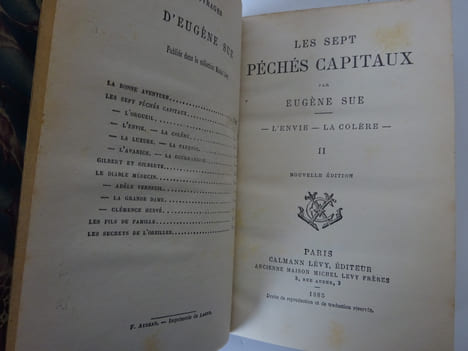 SUE, Eugène. Les Sept péchés capitaux. L'envie - La colère. 1885. SUE, Eugène