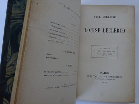 VERLAINE, Paul. Louise Leclercq. Paris, Léon Vanier (1886) E.O.. VERLAINE, Paul