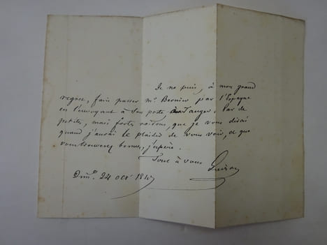 GUIZOT (François). Billet autographe signé. Dimanche 24 octobre 1847.. GUIZOT (François)