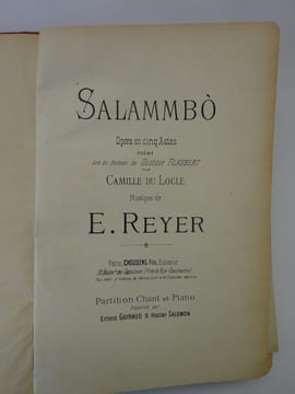REYER, E. Salammbo. Partition chant et piano. REYER, E. Salammbo
