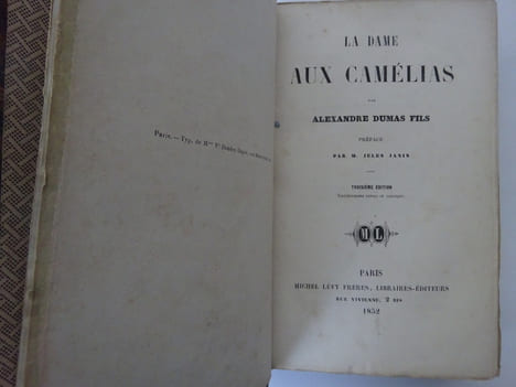DUMAS fils (Alexandre). La Dame aux camélias. Troisième édition. 1852 Ex libris. DUMAS fils (Alexandre)