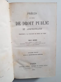 Précis du cours de droit public et administratif. Professé à la Faculté de droit de Paris