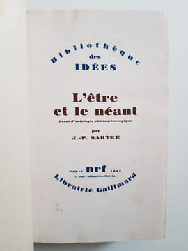 L'être et le néant ? Essai d'ontologie phénoménologique. Jean'Paul Sartre
