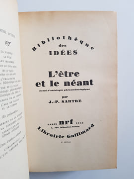 L'être et le néant ? Essai d'ontologie phénoménologique. Jean'Paul Sartre