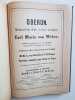 Oberon - Romantische Oper in drei Aufz&uuml;gen. Partition compl&egrave;te pour chant et piano. Weber Carl Maria von