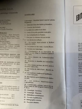 VOIR IMAGE POUR LA TABLE DES MATIERES. HAUTE SAONE SALSA