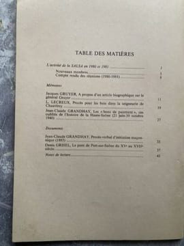 VOIR  IMAGE POUR LA TABLE DES MATIERES.  HAUTE SAONE SALSA