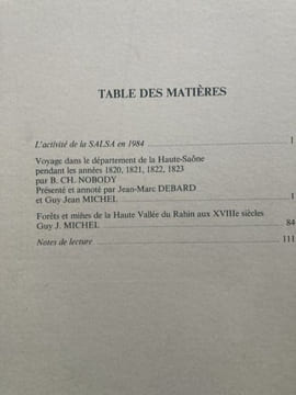 VOIR  IMAGE POUR LA TABLE DES MATIERES.  HAUTE SAONE SALSA