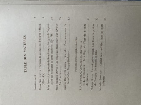 VOIR IMAGE POUR LA TABLE DES MATIERES. HAUTE SAONE SALSA