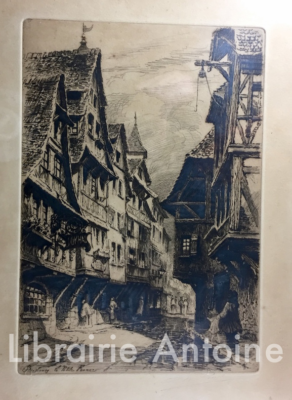 Strasbourg : La rue du Bain aux Plantes et la cathédrale vue de la rue Mercière.. PINET (Charles).