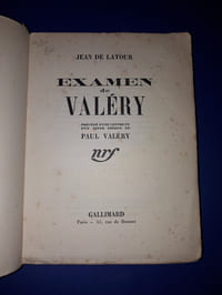 Examen de Valéry. Précédé d'une lettre et d'un texte inédit de Paul Valéry.
