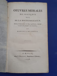 Oeuvres morales de François Duc de Rochefoucault