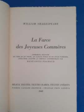 La Farce des Joyeuses Commères
. William Shakespeare