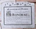 Placard de décès de Marie-Catherine Rondeau, veuve de Monsieur Antoine-Joseph Oudart, marchand-brasseur, décédée le 20 Avril 1813. 