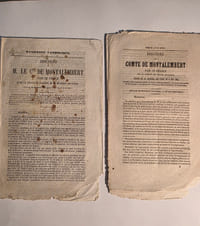 1768-1817. Ensemble de 4 L.A.S signées le Marquis et Comte de Montalembert.
On joint:
2 extraits du Moniteur Universel ( N°9 mai et 17 avril 1844)