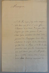 Lettre signée du Marquis d’Argenson, ministre d’état