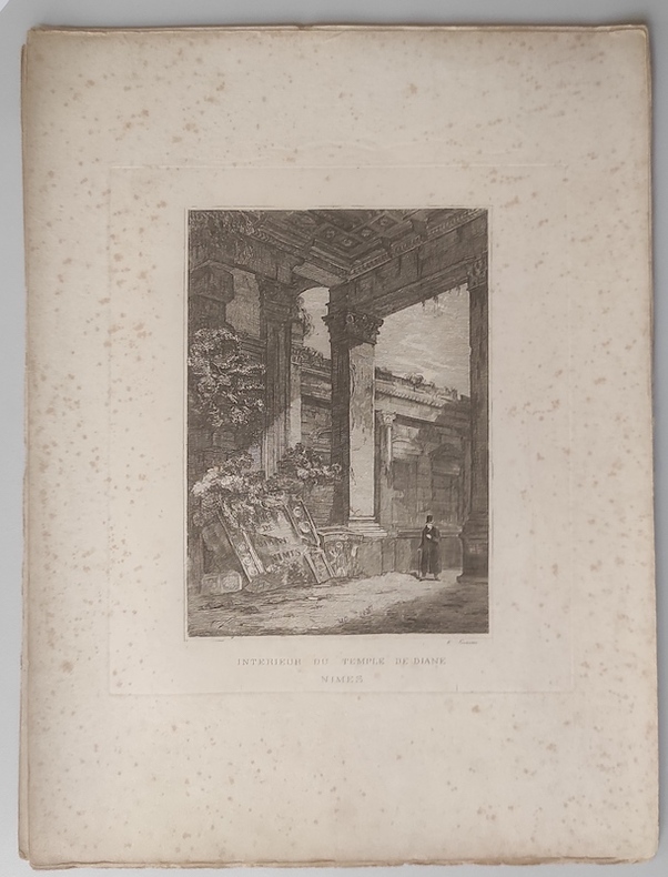 "Intérieur du Temple de Diane" issue  des "Monuments romains du département du Gard, dessinés et gravés par Eugène Gervais de Nîmes, avec un texte ...