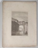 "Vue de la porte de France" issue des "Monuments romains du département du Gard, dessinés et gravés par Eugène Gervais de Nîmes, avec un texte ...