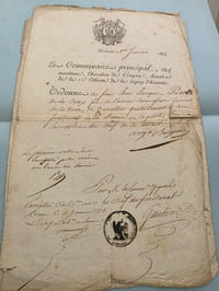 Lettres manuscrites du Commissaire principal, Chef maritime, Chevalier de l'Empire, Membre de la 10e Cohorte de la Légion d'honneur.