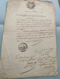 Lettres manuscrites du Commissaire principal, Chef maritime, Chevalier de l'Empire, Membre de la 10e Cohorte de la Légion d'honneur.