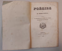Poésies par Pierre Batlle Extrait du 3ème Bulletin publié par la Société Philomathique  de Perpignan.
Brochure in-8, imprimerie Alzine à Perpignan 1837, Envoi autographe à Mademoiselle Fanni Durand.
On joint:
4 poèmes manuscrits de P. Batlle et un placard à Monseigneur Philippe Gerbet, évêque    
de Perpignan, 1854.
