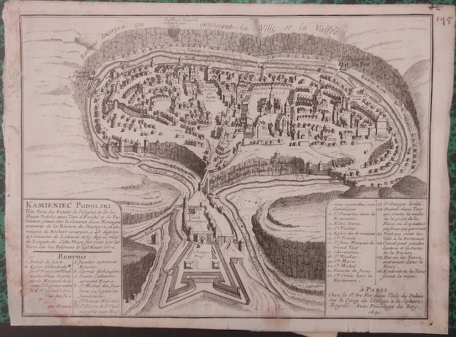 Carte de Kamienec Podolski, ville forte des estats de Pologne et de la Haute Podolie avec Titre d’Evéché et de Palatinat…(Pologne)
. DE FER