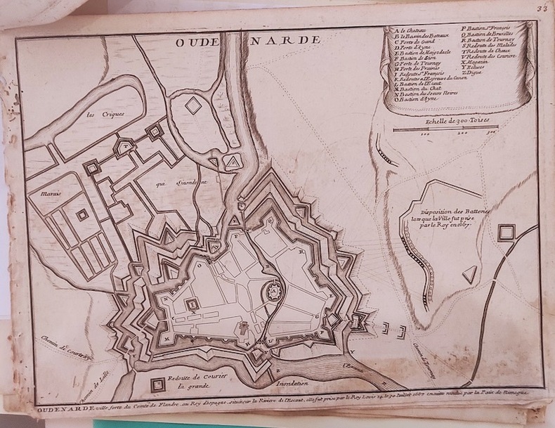 Plan de Oudenarde, Ville Forte du Comte de Flandre aux Espagnols située sur la Rivière de l’Escaut…. DE FER