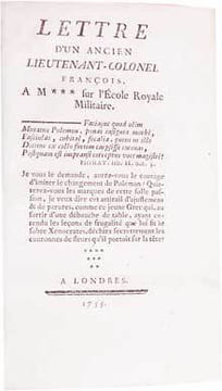Lettre d'un ancien Lieutenant-Colonel français, à M*** sur l'École Royale Militaire.. [PARIS DE MEYZIEU (Jean-Baptiste)]