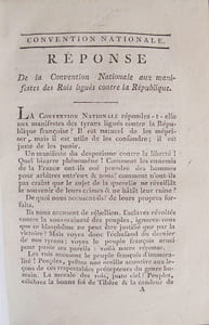 Réponse de la Convention nationale aux manifestes des Rois ligués contre la République.