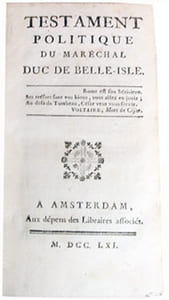 Testament politique du maréchal de Belle-Isle (publié par F.-A. Chevrier).