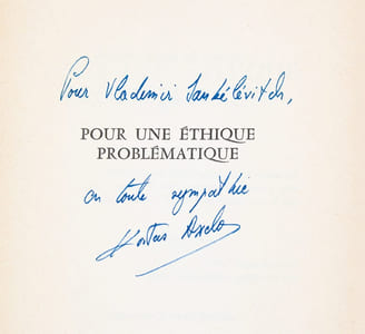Pour une éthique problématique. (ENVOI AUTOGRAPHE SIGNE A VLADIMIR JANKELEVITCH).