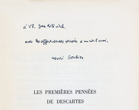 Les premières pensées de Descartes. Contribution à l'histoire de l'anti-Renaissance. (ENVOI AUTOGRAPHE SIGNE A VLADIMIR JANKELEVITCH).. GOUHIER ...