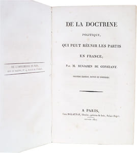 De la doctrine politique, qui peut réunir les partis en France. Seconde édition, revue et corrigée.